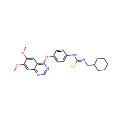 COc1cc2ncnc(Oc3ccc(N/C(S)=N/CC4CCCCC4)cc3)c2cc1OC ZINC000013684351