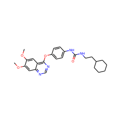 COc1cc2ncnc(Oc3ccc(NC(=O)NCCC4CCCCC4)cc3)c2cc1OC ZINC000013684341