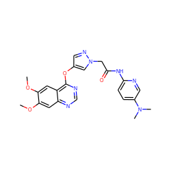 COc1cc2ncnc(Oc3cnn(CC(=O)Nc4ccc(N(C)C)cn4)c3)c2cc1OC ZINC000073222113