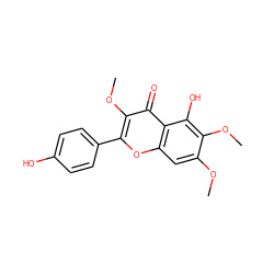 COc1cc2oc(-c3ccc(O)cc3)c(OC)c(=O)c2c(O)c1OC ZINC000014644952