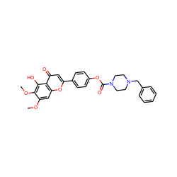 COc1cc2oc(-c3ccc(OC(=O)N4CCN(Cc5ccccc5)CC4)cc3)cc(=O)c2c(O)c1OC ZINC000299864795