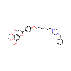 COc1cc2oc(-c3ccc(OCCCCCCN4CCN(Cc5ccccc5)CC4)cc3)cc(=O)c2c(OC)c1OC ZINC000473116480