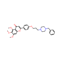 COc1cc2oc(-c3ccc(OCCCN4CCN(Cc5ccccc5)CC4)cc3)cc(=O)c2c(OC)c1OC ZINC000473114904