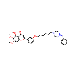 COc1cc2oc(-c3cccc(OCCCCCCN4CCN(Cc5ccccc5)CC4)c3)cc(=O)c2c(OC)c1OC ZINC000473115371