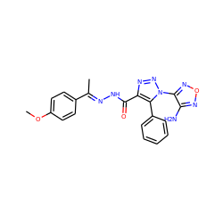 COc1ccc(/C(C)=N/NC(=O)c2nnn(-c3nonc3N)c2-c2ccccc2)cc1 ZINC000015937063