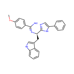 COc1ccc(/C(N)=N/[C@H](Cc2c[nH]c3ccccc23)c2ncc(-c3ccccc3)[nH]2)cc1 ZINC000028094097