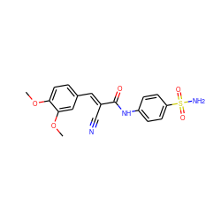 COc1ccc(/C=C(\C#N)C(=O)Nc2ccc(S(N)(=O)=O)cc2)cc1OC ZINC000000778250