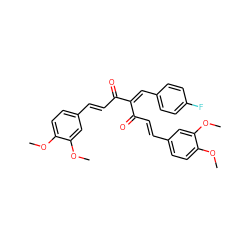 COc1ccc(/C=C/C(=O)C(=Cc2ccc(F)cc2)C(=O)/C=C/c2ccc(OC)c(OC)c2)cc1OC ZINC000072109228