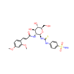 COc1ccc(/C=C/C(=O)N[C@H]2[C@H](NC(=S)Nc3ccc(S(N)(=O)=O)cc3)O[C@H](CO)[C@@H](O)[C@@H]2O)c(OC)c1 ZINC001772621388