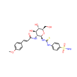 COc1ccc(/C=C/C(=O)N[C@H]2[C@H](NC(=S)Nc3ccc(S(N)(=O)=O)cc3)O[C@H](CO)[C@@H](O)[C@@H]2O)cc1 ZINC001772638641