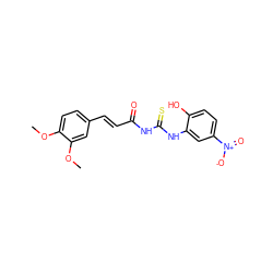 COc1ccc(/C=C/C(=O)NC(=S)Nc2cc([N+](=O)[O-])ccc2O)cc1OC ZINC000036092507