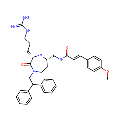 COc1ccc(/C=C/C(=O)NC[C@@H]2CCN(CC(c3ccccc3)c3ccccc3)C(=O)[C@H](CCCNC(=N)N)N2)cc1 ZINC000118677390