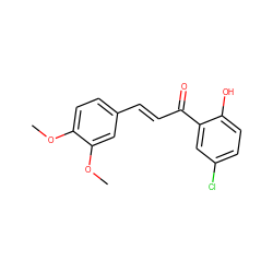 COc1ccc(/C=C/C(=O)c2cc(Cl)ccc2O)cc1OC ZINC000004252510