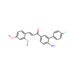 COc1ccc(/C=C/C(=O)c2ccc(N)c(-c3ccc(F)cc3)c2)c(OC)c1 ZINC000073197238
