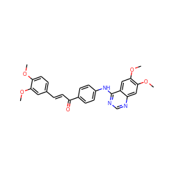 COc1ccc(/C=C/C(=O)c2ccc(Nc3ncnc4cc(OC)c(OC)cc34)cc2)cc1OC ZINC000653833239