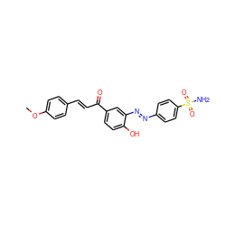 COc1ccc(/C=C/C(=O)c2ccc(O)c(/N=N/c3ccc(S(N)(=O)=O)cc3)c2)cc1 ZINC001772624608