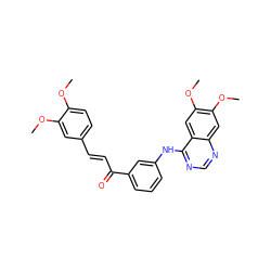 COc1ccc(/C=C/C(=O)c2cccc(Nc3ncnc4cc(OC)c(OC)cc34)c2)cc1OC ZINC000653835874