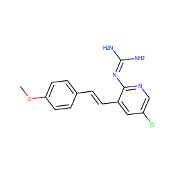 COc1ccc(/C=C/c2cc(Cl)cnc2N=C(N)N)cc1 ZINC000013436572