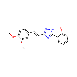 COc1ccc(/C=C/c2n[nH]c(-c3ccccc3O)n2)cc1OC ZINC000013123264