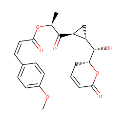 COc1ccc(/C=C\C(=O)O[C@@H](C)C(=O)[C@H]2C[C@@H]2[C@H](O)[C@H]2CC=CC(=O)O2)cc1 ZINC000028393686