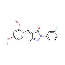 COc1ccc(/C=C2/C(=O)N(c3cccc(F)c3)N=C2C)c(OC)c1 ZINC000100503918