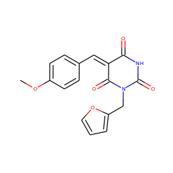 COc1ccc(/C=C2/C(=O)NC(=O)N(Cc3ccco3)C2=O)cc1 ZINC000000451615