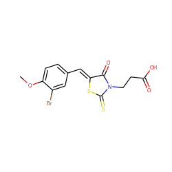 COc1ccc(/C=C2\SC(=S)N(CCC(=O)O)C2=O)cc1Br ZINC000013343438