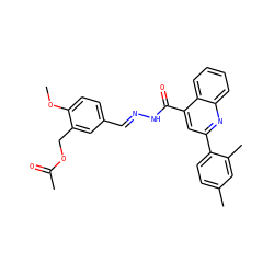 COc1ccc(/C=N/NC(=O)c2cc(-c3ccc(C)cc3C)nc3ccccc23)cc1COC(C)=O ZINC000002090228