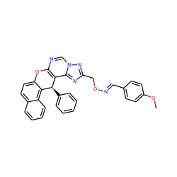 COc1ccc(/C=N/OCc2nc3c4c(ncn3n2)Oc2ccc3ccccc3c2[C@@H]4c2ccccc2)cc1 ZINC000008690137