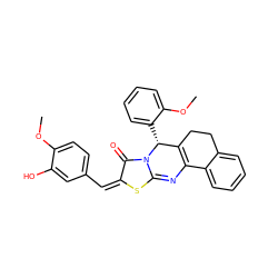 COc1ccc(/C=c2/sc3n(c2=O)[C@H](c2ccccc2OC)C2=C(N=3)c3ccccc3CC2)cc1O ZINC000013153766