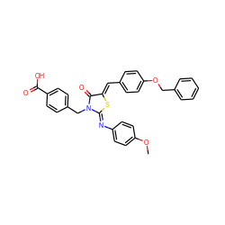 COc1ccc(/N=C2\S/C(=C\c3ccc(OCc4ccccc4)cc3)C(=O)N2Cc2ccc(C(=O)O)cc2)cc1 ZINC000084597139