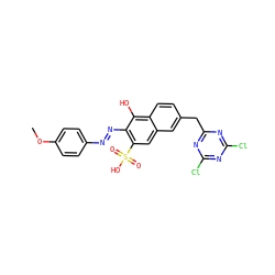 COc1ccc(/N=N/c2c(S(=O)(=O)O)cc3cc(Cc4nc(Cl)nc(Cl)n4)ccc3c2O)cc1 ZINC000299833120