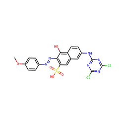 COc1ccc(/N=N/c2c(S(=O)(=O)O)cc3cc(Nc4nc(Cl)nc(Cl)n4)ccc3c2O)cc1 ZINC000299844715