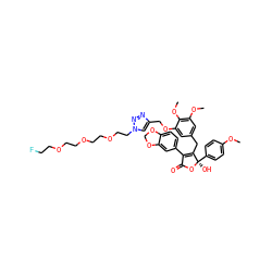 COc1ccc([C@@]2(O)OC(=O)C(c3ccc4c(c3)OCO4)=C2Cc2cc(OC)c(OC)c(OCc3cn(CCOCCOCCOCCF)nn3)c2)cc1 ZINC000095547742