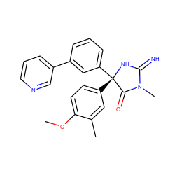 COc1ccc([C@@]2(c3cccc(-c4cccnc4)c3)NC(=N)N(C)C2=O)cc1C ZINC000045245213