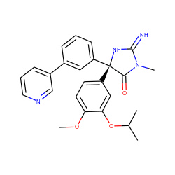 COc1ccc([C@@]2(c3cccc(-c4cccnc4)c3)NC(=N)N(C)C2=O)cc1OC(C)C ZINC000034630725