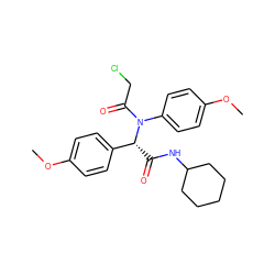 COc1ccc([C@@H](C(=O)NC2CCCCC2)N(C(=O)CCl)c2ccc(OC)cc2)cc1 ZINC000008682985