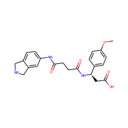 COc1ccc([C@@H](CC(=O)O)NC(=O)CCC(=O)Nc2ccc3c(c2)CNC3)cc1 ZINC000058502121