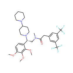 COc1ccc([C@@H](CN(C)C(=O)Cc2cc(C(F)(F)F)cc(C(F)(F)F)c2)N2CCC(N3CCCCC3)CC2)c(OC)c1OC ZINC000027517360