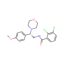 COc1ccc([C@@H](CNC(=O)c2cccc(Cl)c2Cl)N2CCOCC2)cc1 ZINC000014184057