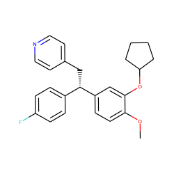 COc1ccc([C@@H](Cc2ccncc2)c2ccc(F)cc2)cc1OC1CCCC1 ZINC000013441995