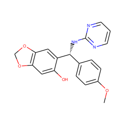 COc1ccc([C@@H](Nc2ncccn2)c2cc3c(cc2O)OCO3)cc1 ZINC000001586974