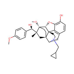 COc1ccc([C@@H](O)[C@@]2(C)C[C@@]34CC[C@]2(OC)[C@@H]2Oc5c(O)ccc6c5[C@@]23CCN(CC2CC2)[C@@H]4C6)cc1 ZINC000473136233