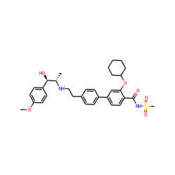 COc1ccc([C@@H](O)[C@H](C)NCCc2ccc(-c3ccc(C(=O)NS(C)(=O)=O)c(OC4CCCCC4)c3)cc2)cc1 ZINC000043013681
