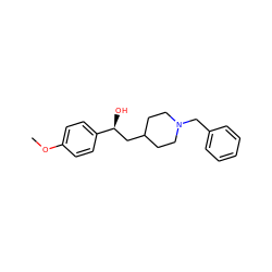 COc1ccc([C@@H](O)CC2CCN(Cc3ccccc3)CC2)cc1 ZINC000013729966