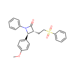 COc1ccc([C@@H]2[C@@H](CCS(=O)(=O)c3ccccc3)C(=O)N2c2ccccc2)cc1 ZINC000027863204