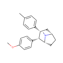 COc1ccc([C@@H]2[C@H](c3ccc(C)cc3)C[C@@H]3CC[C@H]2N3C)cc1 ZINC000013676211