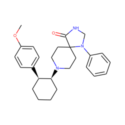 COc1ccc([C@@H]2CCCC[C@@H]2N2CCC3(CC2)C(=O)NCN3c2ccccc2)cc1 ZINC000028567814
