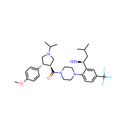 COc1ccc([C@@H]2CN(C(C)C)C[C@H]2C(=O)N2CCN(c3ccc(C(F)(F)F)cc3[C@@H](N)CC(C)C)CC2)cc1 ZINC000028824072