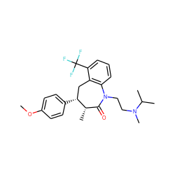 COc1ccc([C@@H]2Cc3c(cccc3C(F)(F)F)N(CCN(C)C(C)C)C(=O)[C@@H]2C)cc1 ZINC000013450814